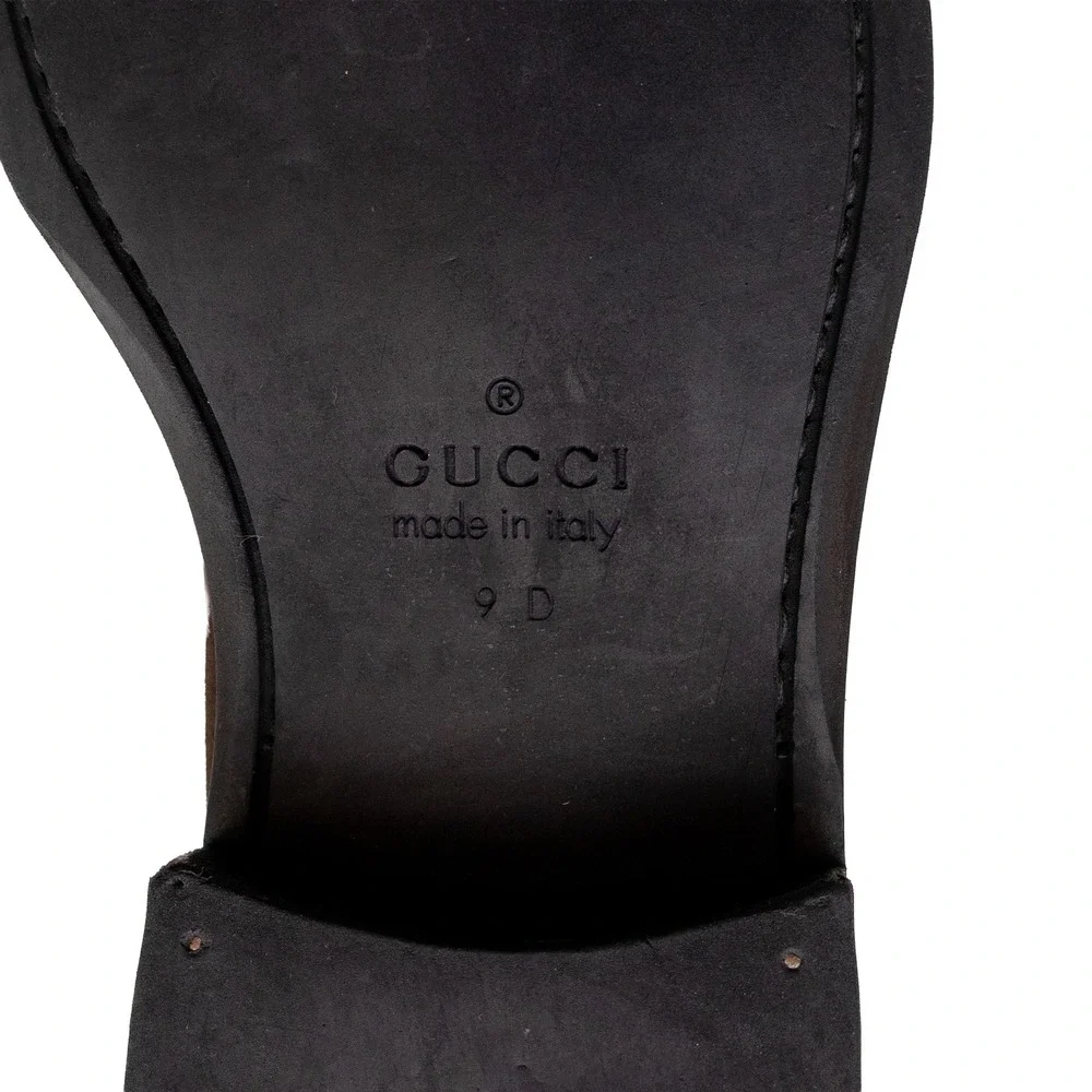 Gucci Mens Dark Brown Suede Horsebit Loafers Lug Sole UK 9 D US 10 D